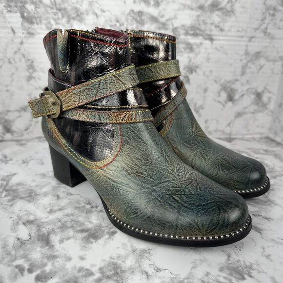 L'Artiste Spring Step Zhamsha Shine Western Booties Boots Size 38/7.5-8 Leather - Picture 1 of 11